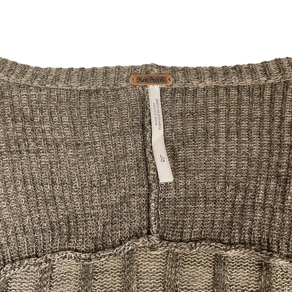 Free People Shadow Stripe Snap Button Duster Cardigan Taupe Beige Large - Picture 9 of 12